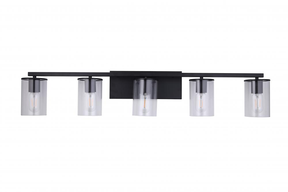 5X E26 60 W vanity Light in Black finish with replaceable socket rings